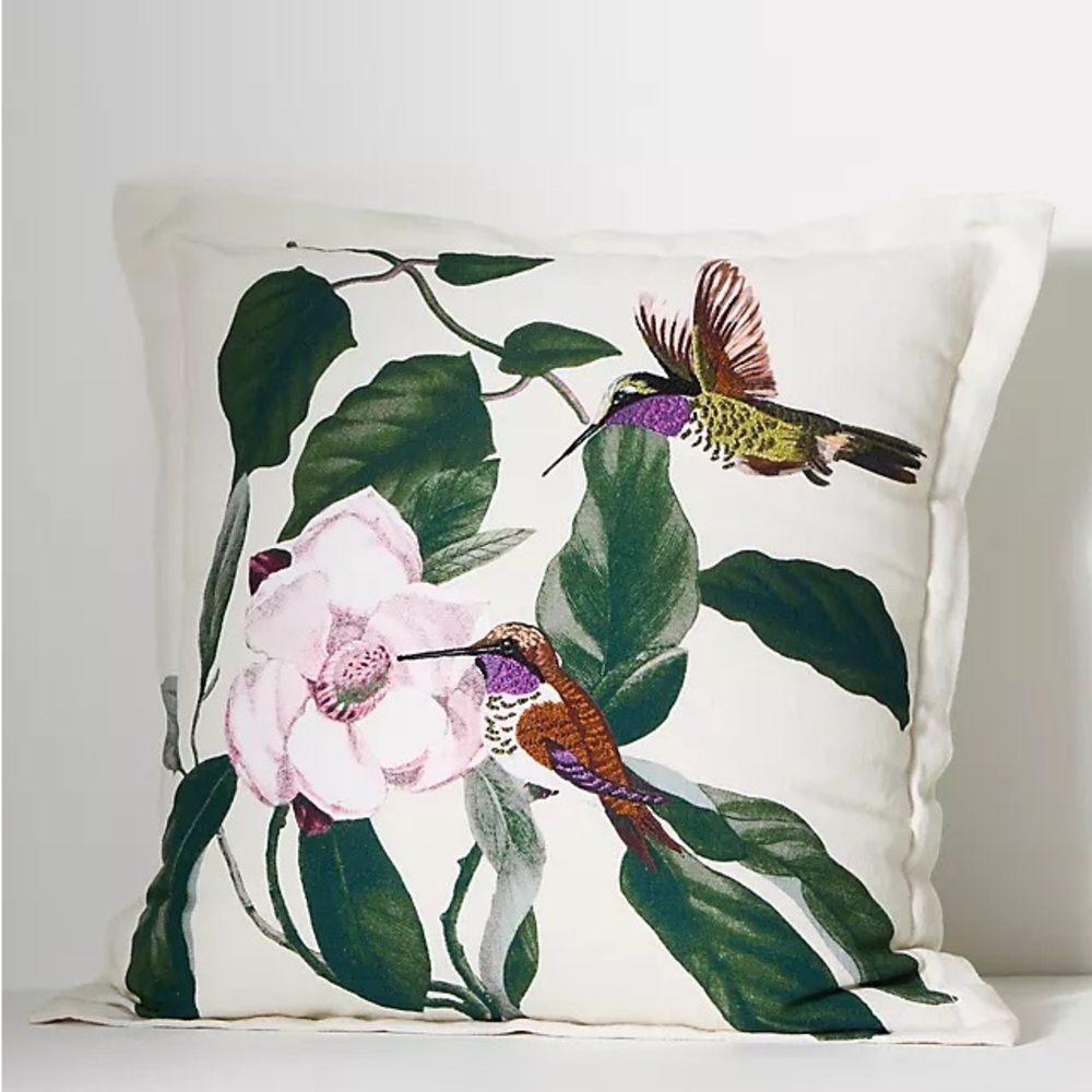 New Anthropologie Home Decor Menagerie Embroidered Cotton & Linen Pillow